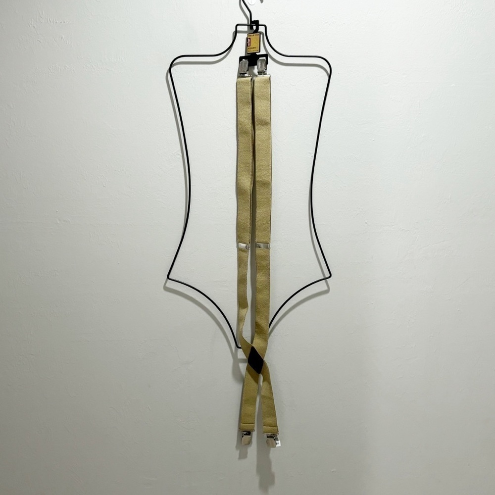 LEVI’S Men’s Khaki Beige Stretch Elastic Clip Suspenders Fits Up To 54”